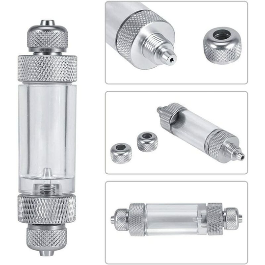 LangRay In-Line CO2 Bubble Meter Aquarium With Aluminum Check Valve Single Double Head Non-Return Bubble Counter Fish Tank Tool (Double Head)