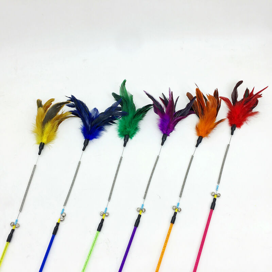 Cat Toys with Feathers and Cat Wand Feather Shape Cat Toy (6 Pack)