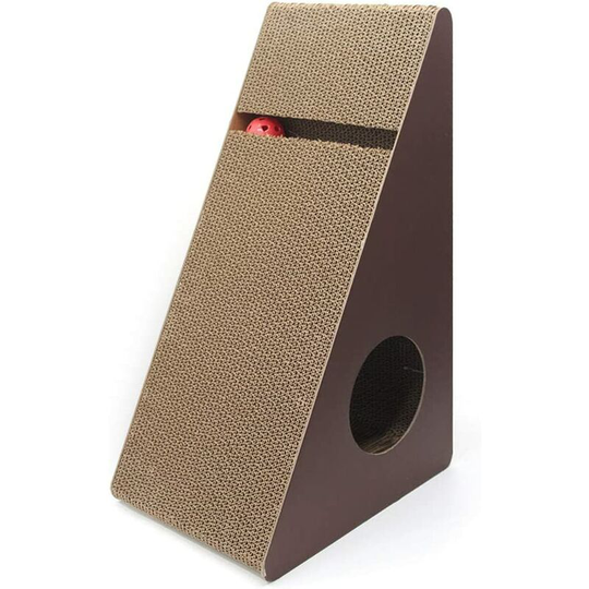Cat Scratching Mat - Corrugated Cardboard Scratching Mat with Interactive Bell Ball, Interactive Triangular Wall Scratching Mat for Cat Paws - Litzee