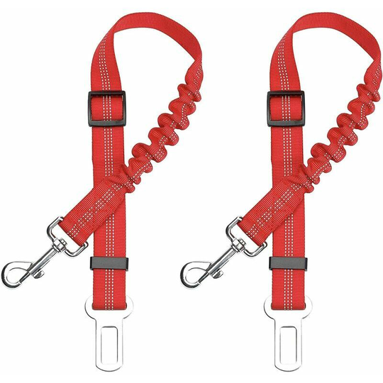 Pack Car Dog Safety Belt, with Shock Absorption and Adjustable Elastic Carabiner Dog Harness Superior Safety Harness for All Dogs and Cats (Red)