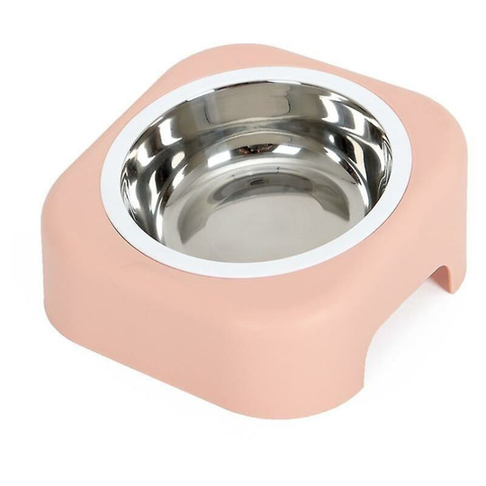 Neck Guard Tilt Pet Bowl Cat And Dog Bowl Stainless Steel Pet Bowl Anti-slip Anti-splash Base (pink) - Thsinde