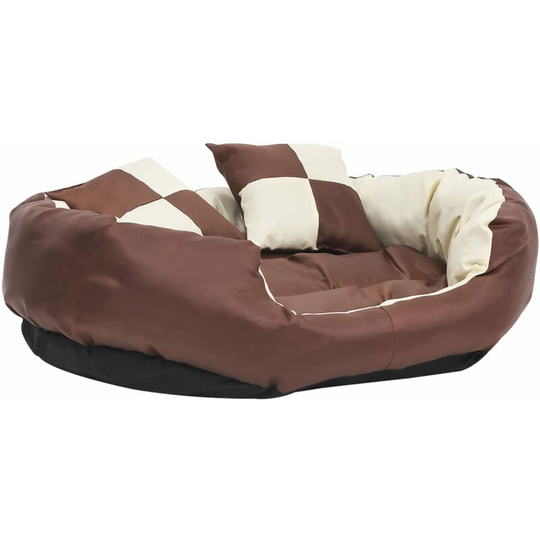 Reversible & Washable Dog Cushion Brown and Cream 85x70x20 cm Vidaxl Brown