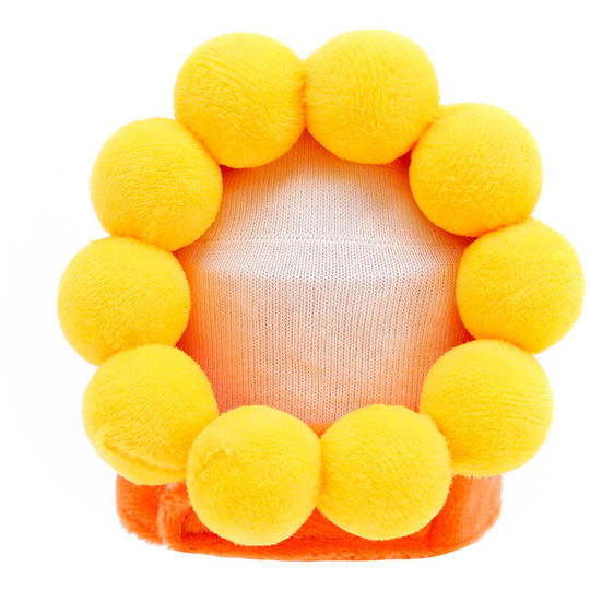 Yellow Pompom Pet Hat Cat Headdress Pet Outfit Hairwear Lovely Novelty Cat Headpiece Party Cosplay Dress Up Costume Accessories- Size M