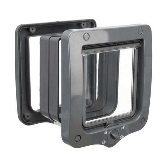 TRIXIE 4-Way Cat Flap Door with 2 Tunnels Grey Free Pass House Pet Supplies