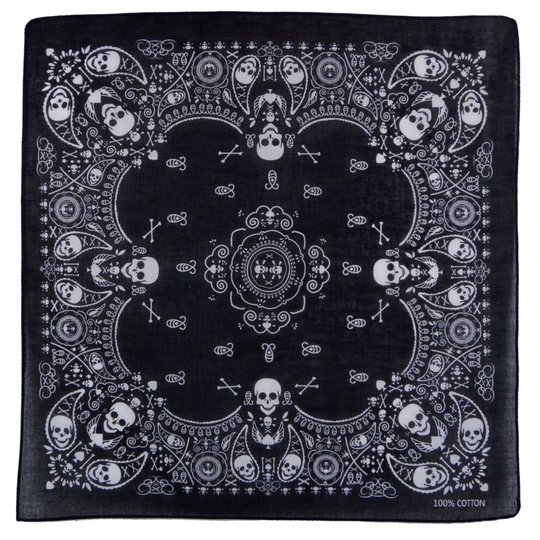 (Black) Paisley Skull Cross Bones Bandana Headwear Scarf Mouthcovering