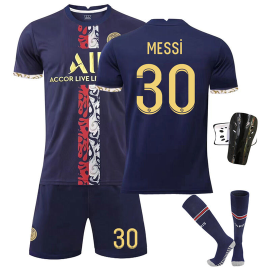 Paris home special edition gold football suit No. 30 with socks+protective gear, children's size 22