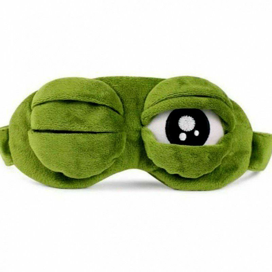Cute Sleeping Rabbit Eye Mask Plush Blindfold Travel Sleep Masks Super Soft Funny Eye Cover for Kids Girls and Adults (Green Frog)