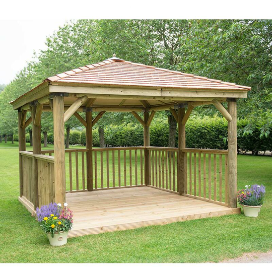 Forest - 3.5m Square Wooden Pressure Treated Garden Gazebo with New England Cedar Roof