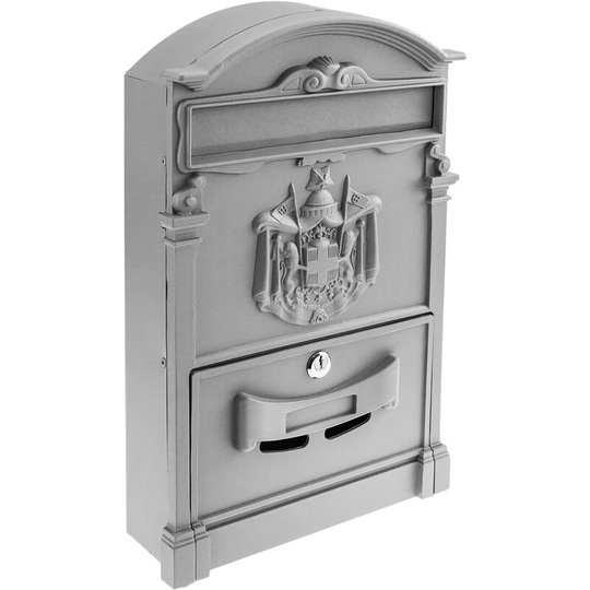 Primematik - Vintage letter mail post box mailbox letterbox antique metallic gray color for wallmount