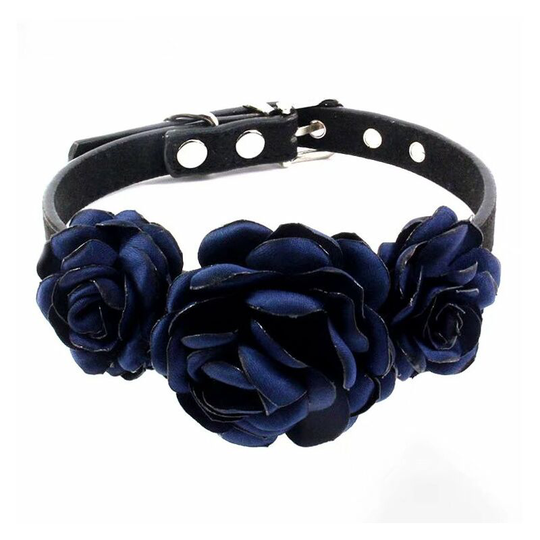 Classic Pet Collars Flower Dog Cat Collar - Pet Grooming Collar with Wedding Party Puppy Cat Costume Outfits Adjustable Collar (Navy Blue m)