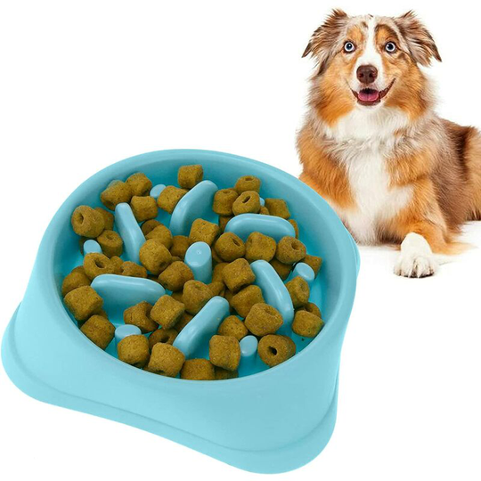Slow Feeding Bowl, Pet Feeding Bowl, Universal Feeding Bowl for Cats and Dogs, Concave-Convex Design, Slow Eating Speed, Blue