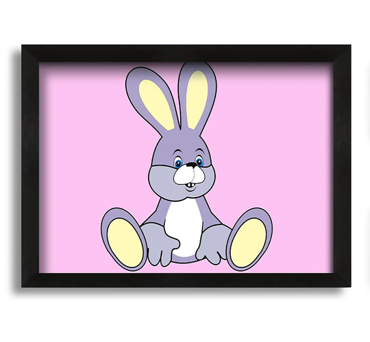 Rabbit Sitting Down Pink Framed Print