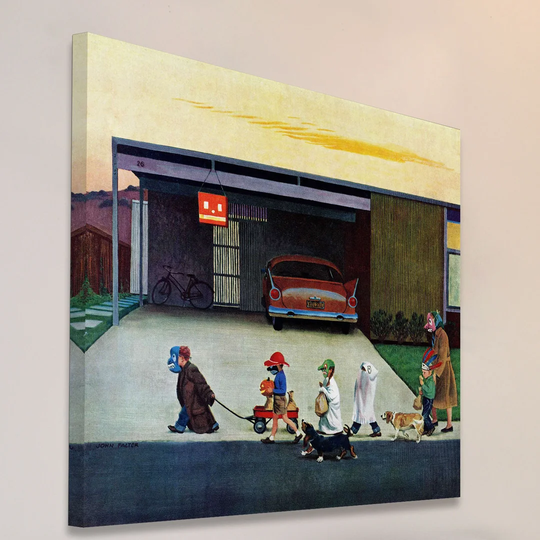 Trick or Treating in the Burbs by John Falter - Wrapped Canvas Painting Print