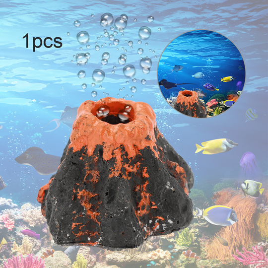 Aquarium Volcano Shape Underwate Ornament Stone Oxygen Pump Fish Tank