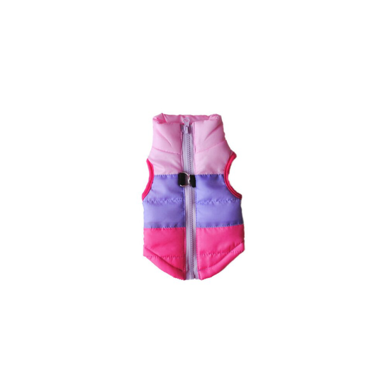 (Rose Red + Pink, XS) Pet Dog Puppy Winter Warm Padded Vest Coat Thick Puffer Jacket Clothes Costume