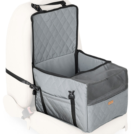 Dog Car Seat Booster Seat with Mat Adjustable Straps for Small Medium Dogs Cats Pet Carrier (Gray)