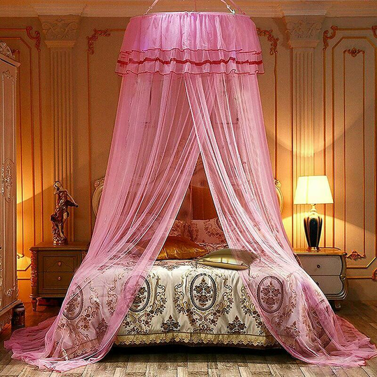 Deckon - Mosquito Net ,Round Double Lace Princess Canopy,Big Dome Mosquito Net Double Bed for Punch Free,Princess Baby Girl Child Adult Tent, Single