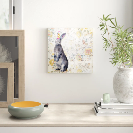 "Party Rabbit" by Morgan Jones Graphic Art on Wrapped Canvas