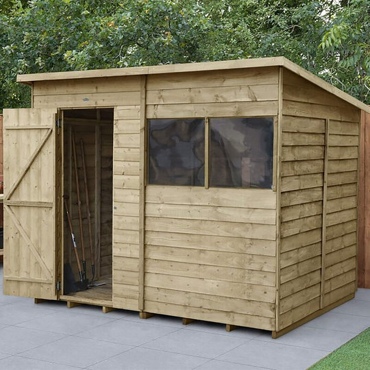 Forest - 8x6ft Pressure Treated Wooden Garden Shed - Waterproof Pent Roof Outdoor Storage