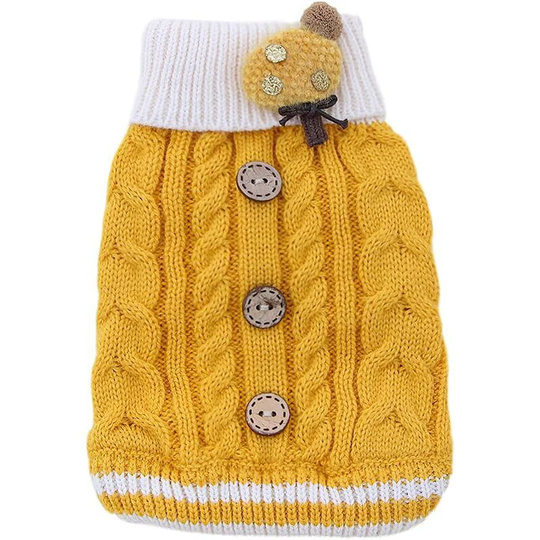 Pet sweater, cat and dog warm sweater, winter cat and dog warm clothes, comfortable pet coat(Twist Twist Yellow m)
