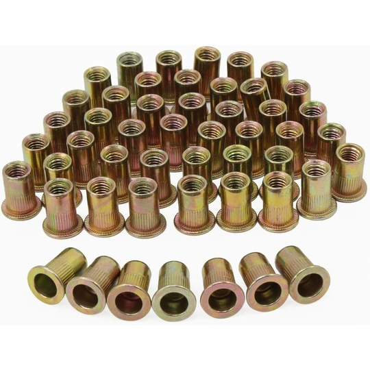 Set of 50 M6 plated carbon steel blind nuts