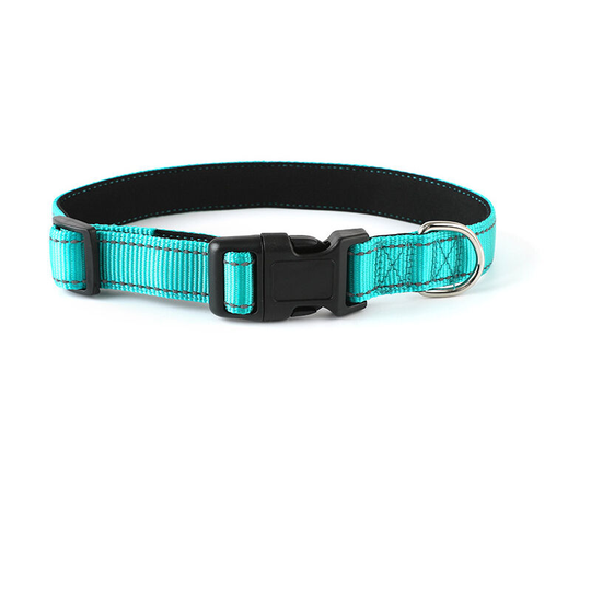 Nylon Dog Collar with Reflective Strip, Classic Padded Collar for Large Dogs, l, Black