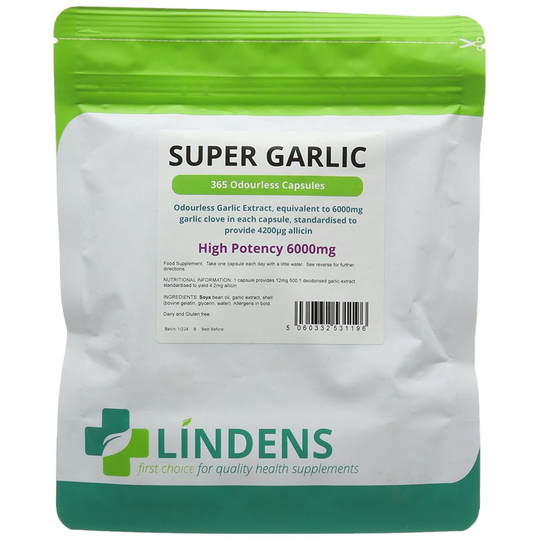Super Strength Garlic 6000mg - 120 Odourless capsules