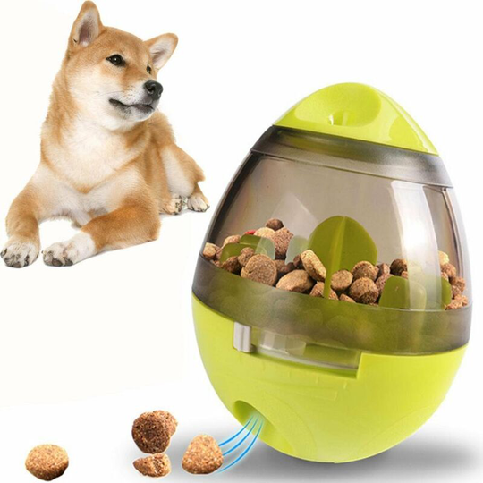Dog Food Ball, Small Food Dispenser, Interactive Slow Dining Toy For Puppies & Cats - Yellowish Green
