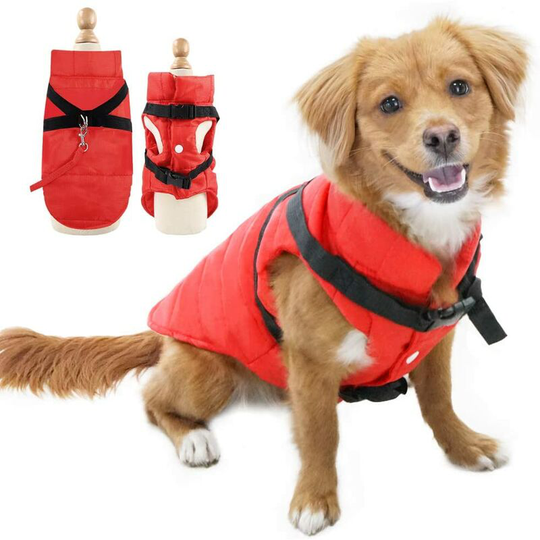 Winter Coats for Dogs Waterproof Warm with Harness Hole, Puppy Jacket Vest Clothes Costume Clothes for Winter for Small Dogs Pet,Red,L