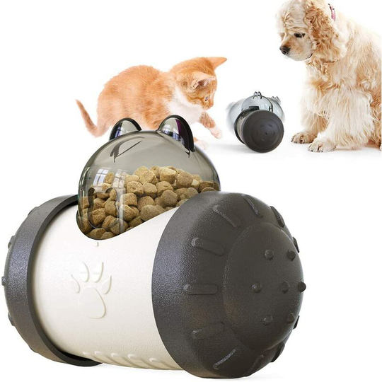 Cat Toy, Cat Kibble Dispenser Toy Interactive Cat Toy Whirling Tumbler Cat Toy Easy to Clean (Black)