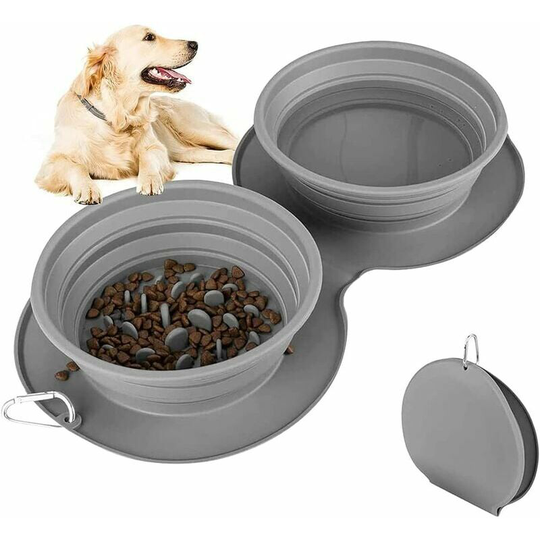 Echoo - Collapsible Dog Bowls, Travel Dog and Cat Bowls, Silicone Dog Bowl with Carabiner, Anti Gluttonous Dog Bowls, for Cat and Puppy Outdoor