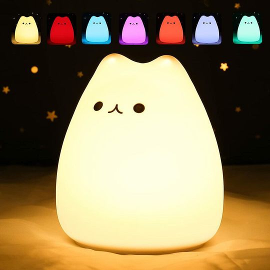 Cat lamp, night lamp in girls bedroom, kitten lamp, birthday gift for kids, baby portable silicone night lamp decoration