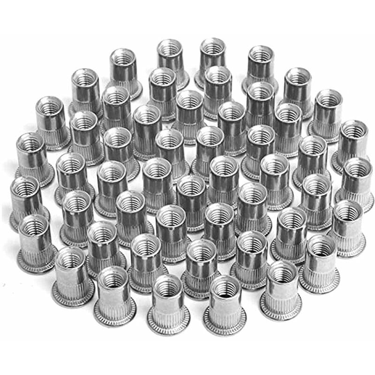 Echoo - 100 Pieces M4 M5 M6 M8 Rivet Nuts, Threaded Insert Rivet Nuts, Stainless Steel Rivet Nuts for Furniture Restoration Decoration Crafts