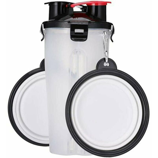 Portable Dog Water Bottle.with 2 Collapsible Bowls.2 in 1 Water Bottle and Food for Dogs Cat Pets.Travel Bottle for Walking.Exercise.Hiking.Camping