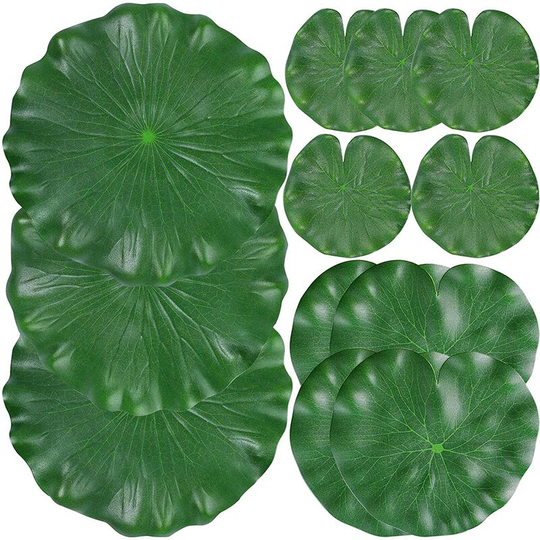 Bearsu - 12 Pieces Realistic Lily Pads Leaves, Artificial Floating Foam Lotus Leaves, Water Lily Pads Artificial Foliage Pond Decor for Pond Pool