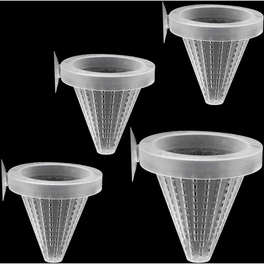 4PCS Aquarium Live Red Worm Fish Feeder Plastic Cone Shape Basket Shrimp Feeding Cup with Sucker
