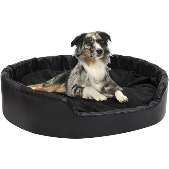 Dog Bed Black 99x89x21 cm Plush and Faux Leather