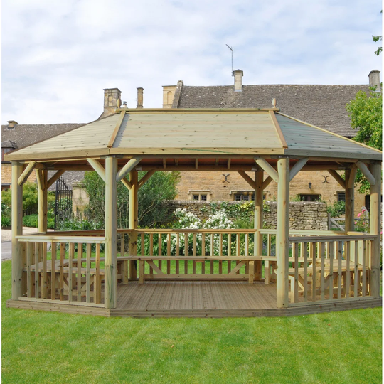 6.3m x 4.9m Wooden Gazebo with Timber Roof