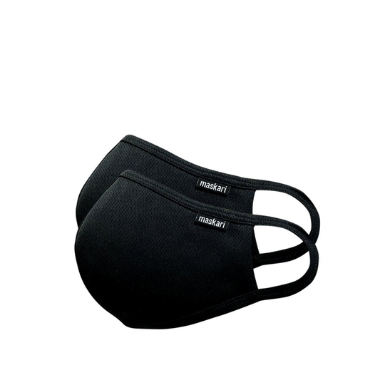 (Black, 2pk) Antimicrobial 3-Layer Washable Mask
