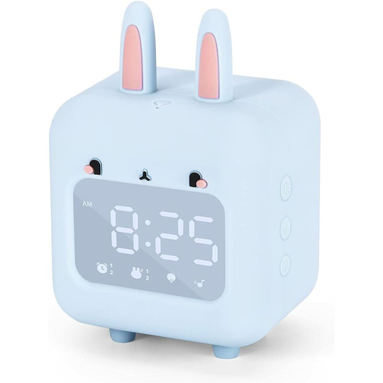 Alarm Clock for Kids, Digital Alarm Clock for Kids, Cute Rabbit Alarm Clock for Girls, White Noise Alarm Clock, Night Light with Kids USB Alarm Clock