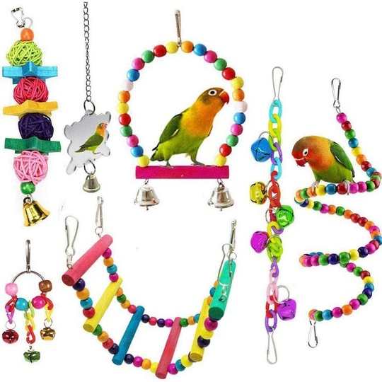 7pcs Bird Toy Bell Toy Hanging Swing Chopped Chewing Perch Parrot Toy Parrot Biting Toy Parrot Parrot Small Parrot Macaw Thsinde