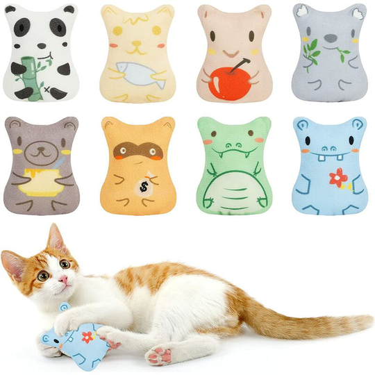 Modou - Catnip Toy, 8 Pack Catnip Toys, Cat Chew Toys, Teeth Cleaning, Cat Chew Game, Interactive Toy for Cats, Kittens, Multicolor