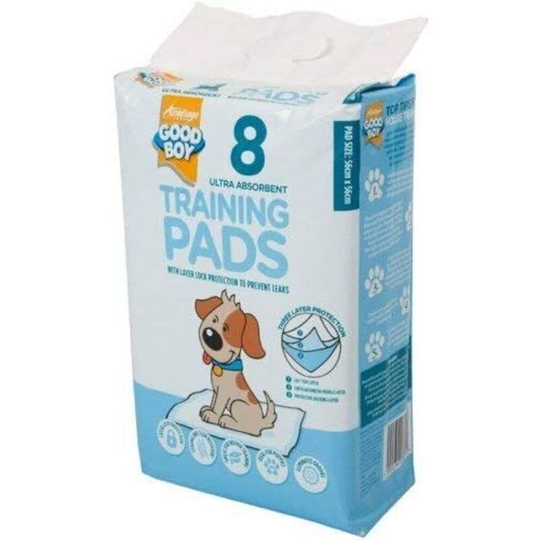Puppy Training Pads (Pack of 8) (56cm x 56cm) (White/Blue) - White/Blue - Good Boy