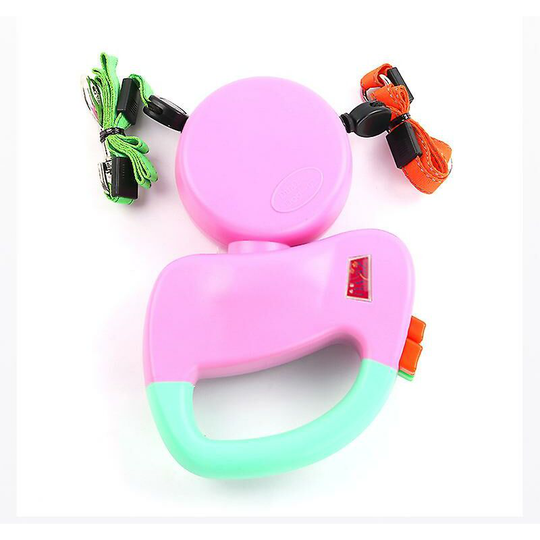 Pet Double Head Leash Automatic Retractable Leash One Drag Two Pink