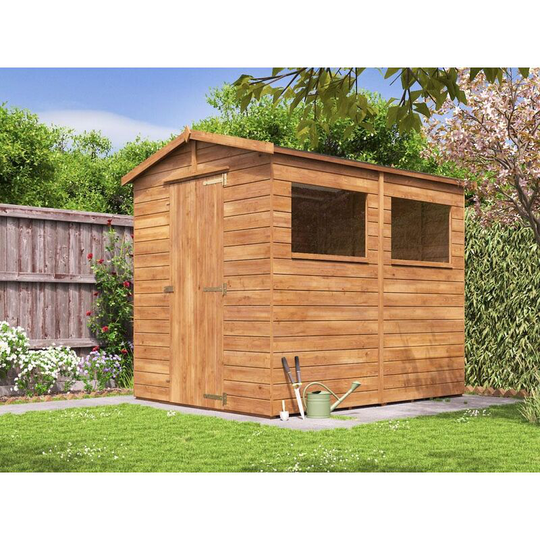 Shed 8 x 6 Adam - Heavy Duty Apex Pressure Treated Wooden Garden Building Storage Bike Shed with Roof Felt