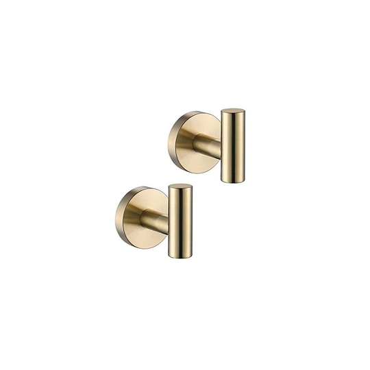 Hoooh Brushed Gold Towel Hook, SUS 304 Stainless Steel Coat/Robe Clothes Hook for Bath Kitchen Garage Wall Mounted (2 Pack), B100-BG-P2