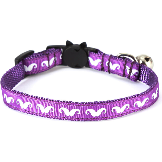 Cat Collar Cat and Dog Necklace Bell Cat Clad Mustache Purple, S 1.0 * 28cm