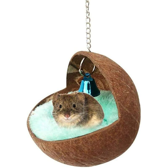 Parrot Bird Nest, Coconut Bird House, Hanging Bed Bird, with Mat and Bell
