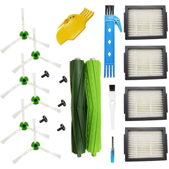 Accessory Parts for iRobot Roomba i7 i7Plus e5 e6 e7 Vacuum Cleaner Restock (4 Filters, 6 Side Brushes, 1 Set of Rubber Brushes)