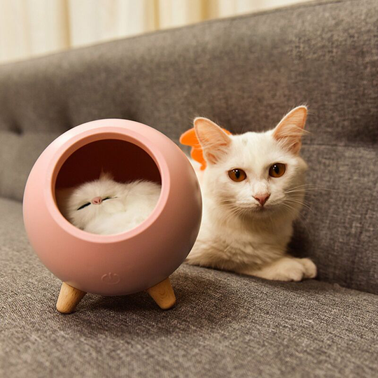 Lovely Cats House Night Lamp Children Bedroom Rechargeable Leds Sleeping Light Kids Birthday Gifts Portable Bedside Light (Pink)